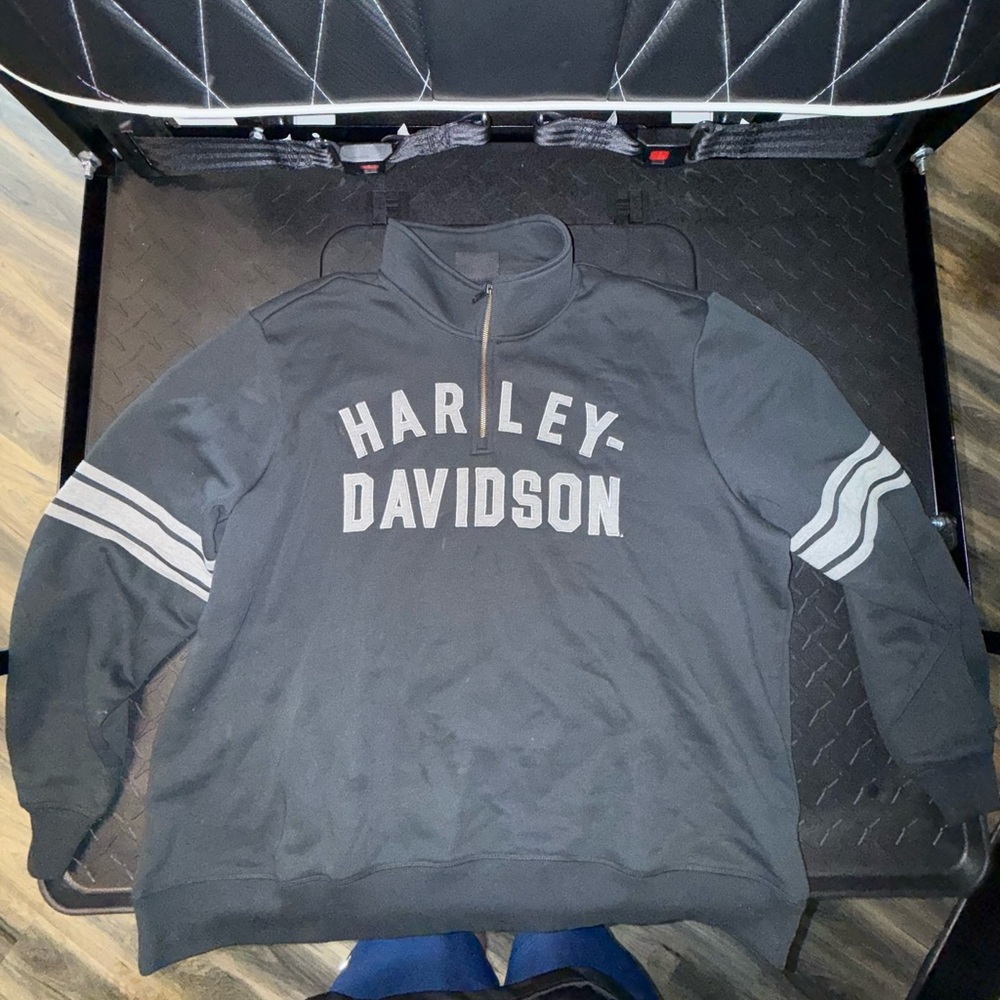 Harley-Davidson Black and Gray Half-Zip Sweatshirt